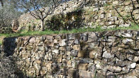 Construction de faysses en pierres sèches à Chassiers en Ardèche